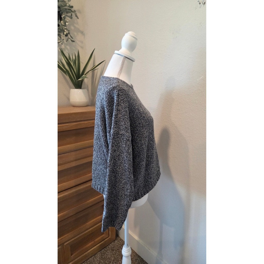 Eileen Fisher Marled Knit Sweater Boxy Relaxed Fit Grey White Italian‎ Yarn L - Picture 10 of 15